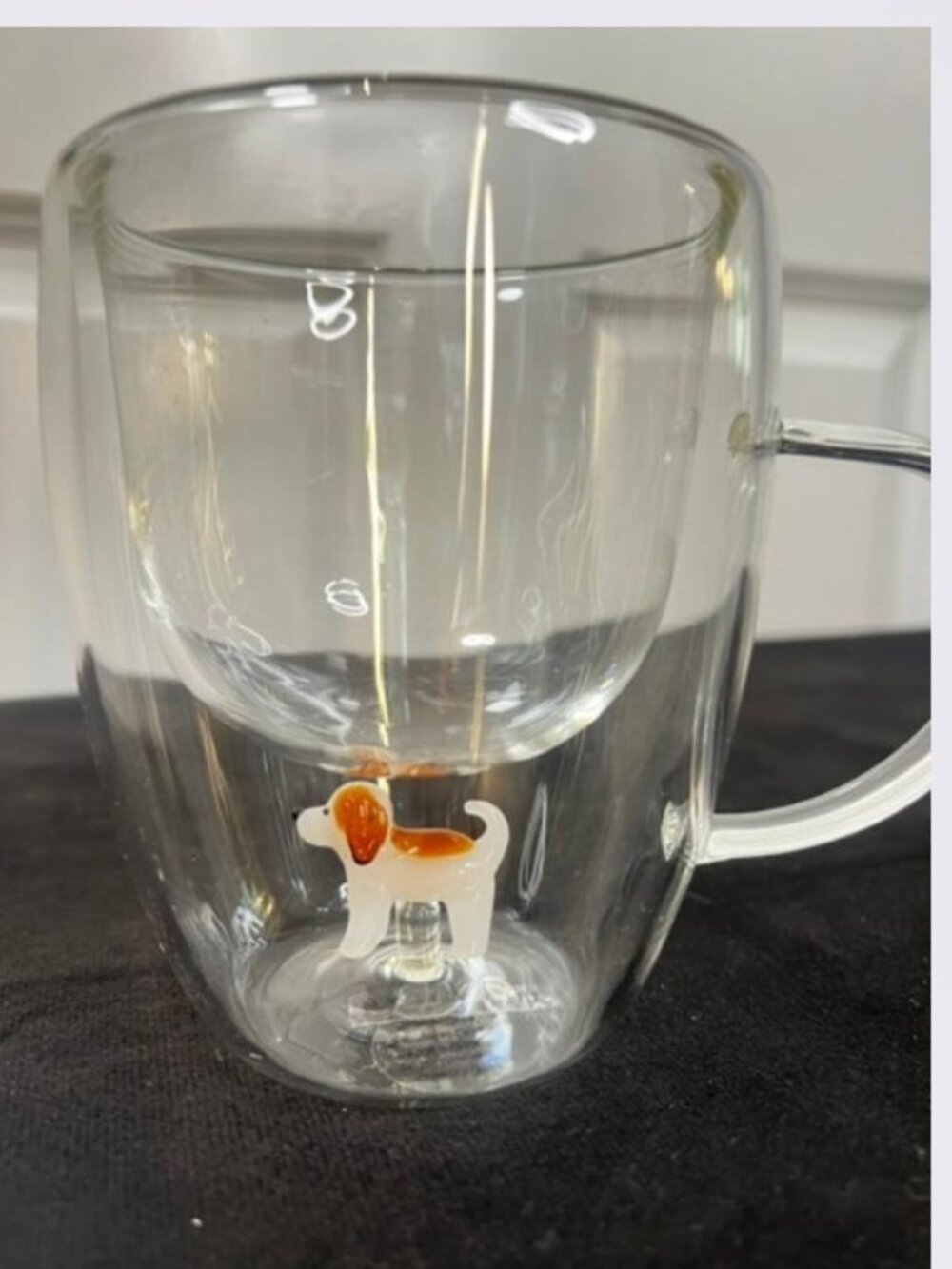 Anthropologie Double-Wall Glass Dog Mug – Brown & White Dog - NWT - Picture 6 of 8